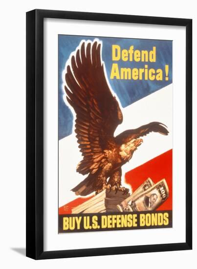 Defend America! Buy Us Defense Bonds, US 2nd World War Poster-null-Framed Giclee Print