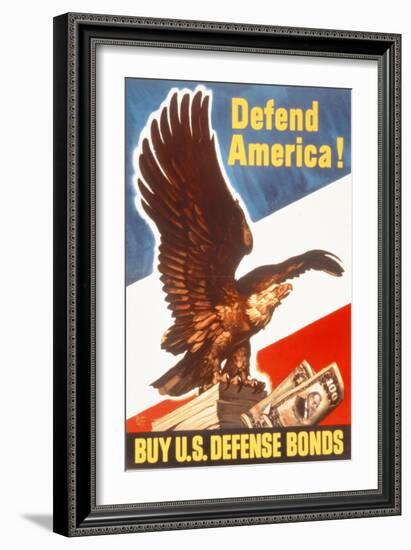 Defend America! Buy Us Defense Bonds, US 2nd World War Poster-null-Framed Giclee Print