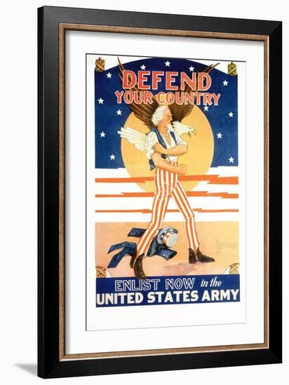 Defend Your Country Recruitment Poster-Tom Woodburn-Framed Giclee Print
