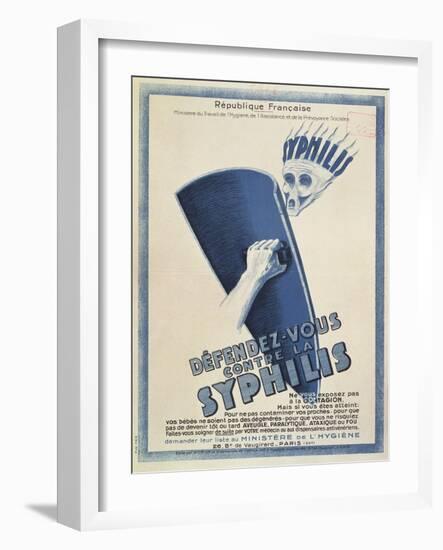 Defend Yourself Against Syphilis', Poster from the Ministere du Travail et de l'Hygiene, c.1930-null-Framed Giclee Print