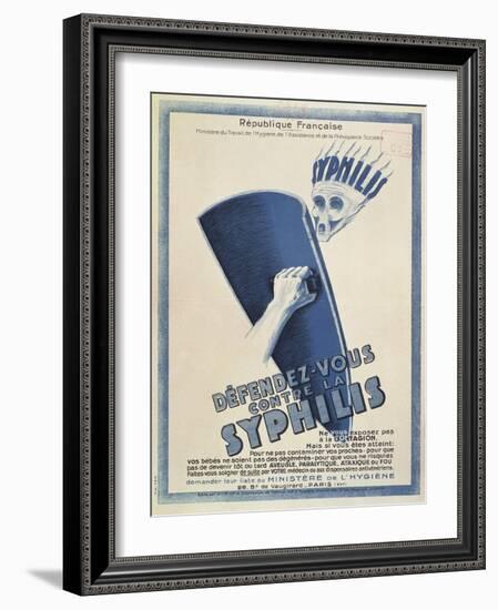 Defend Yourself Against Syphilis', Poster from the Ministere du Travail et de l'Hygiene, c.1930-null-Framed Giclee Print