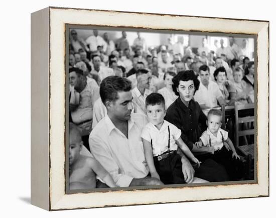 Defendant Roy Bryant with His Sons and Wife Carolyn During His Trial for the Murder of Emmett Till-Ed Clark-Framed Premier Image Canvas