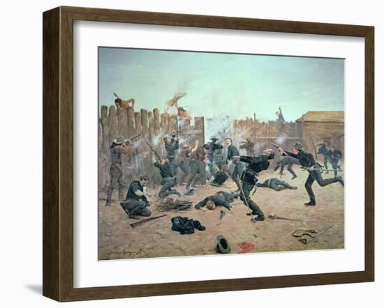 Defending the Fort: Indians Attack a U.S. Cavalry Post in the 1870S-Charles Schreyvogel-Framed Giclee Print