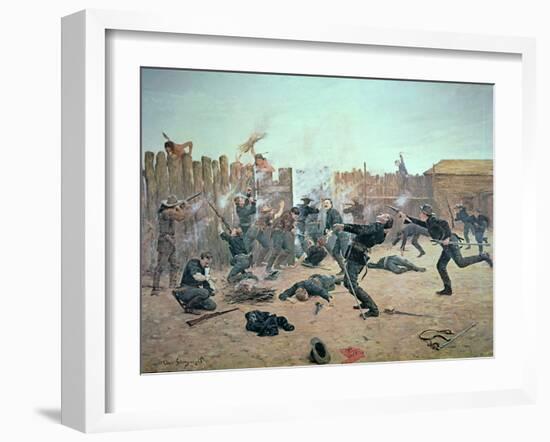 Defending the Fort: Indians Attack a U.S. Cavalry Post in the 1870S-Charles Schreyvogel-Framed Giclee Print