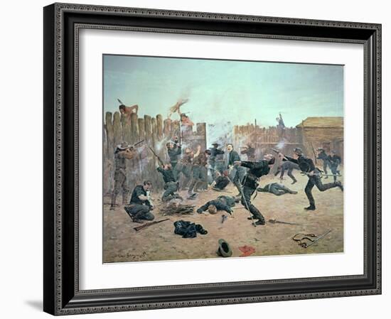 Defending the Fort: Indians Attack a U.S. Cavalry Post in the 1870S-Charles Schreyvogel-Framed Giclee Print