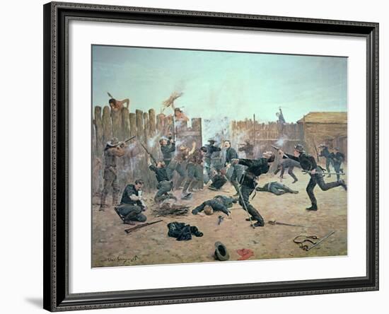 Defending the Fort: Indians Attack a U.S. Cavalry Post in the 1870S-Charles Schreyvogel-Framed Giclee Print