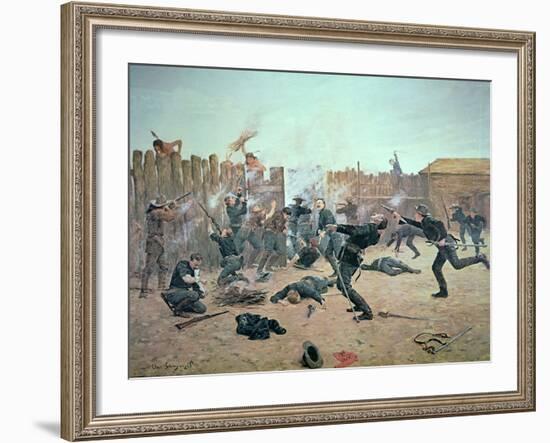 Defending the Fort: Indians Attack a U.S. Cavalry Post in the 1870S-Charles Schreyvogel-Framed Giclee Print