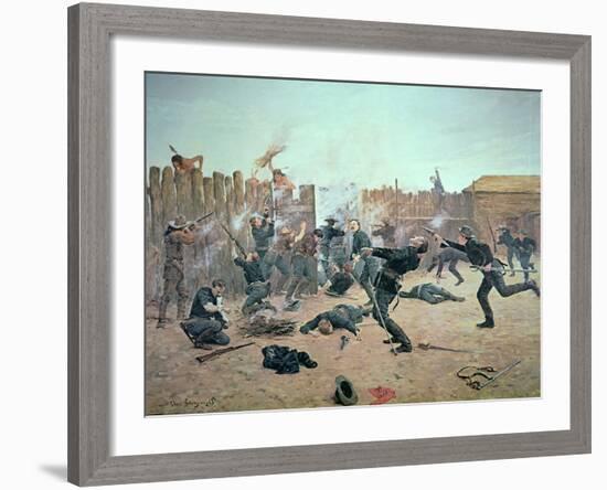 Defending the Fort: Indians Attack a U.S. Cavalry Post in the 1870S-Charles Schreyvogel-Framed Giclee Print