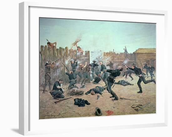 Defending the Fort: Indians Attack a U.S. Cavalry Post in the 1870S-Charles Schreyvogel-Framed Giclee Print