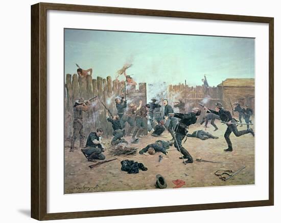 Defending the Fort: Indians Attack a U.S. Cavalry Post in the 1870S-Charles Schreyvogel-Framed Giclee Print