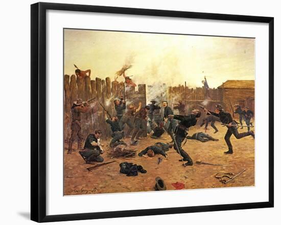 Defending the Stockade-Charles Shreyvogel-Framed Art Print