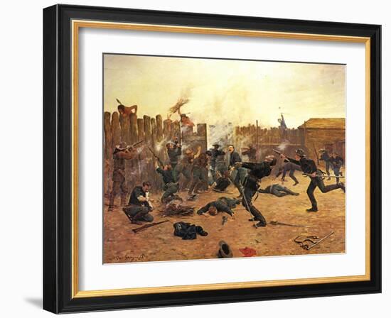 Defending the Stockade-Charles Shreyvogel-Framed Art Print