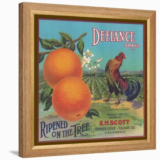 Defiance Orange Label - Venice Cove, CA-Lantern Press-Framed Stretched Canvas