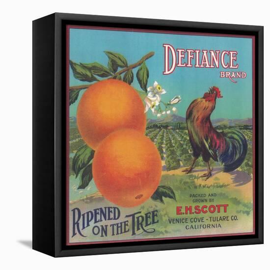 Defiance Orange Label - Venice Cove, CA-Lantern Press-Framed Stretched Canvas