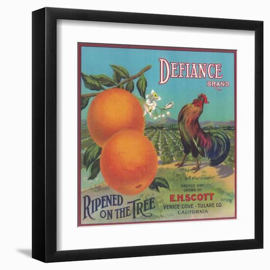 Defiance Orange Label - Venice Cove, CA-Lantern Press-Framed Art Print