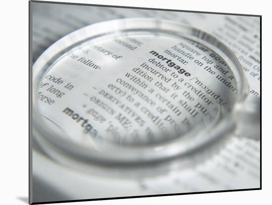Definition of Mortgage with Magnifying Glass-null-Mounted Photographic Print