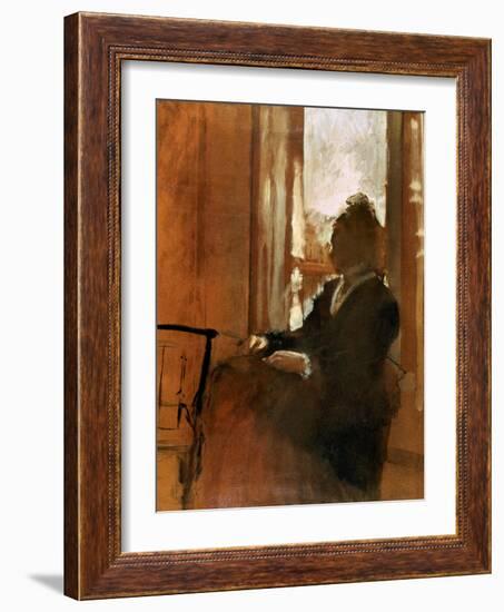 Degas:Woman At Window-Edgar Degas-Framed Giclee Print