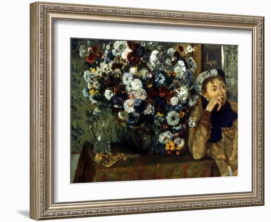 Degas: Woman & Flowers-Edgar Degas-Framed Giclee Print