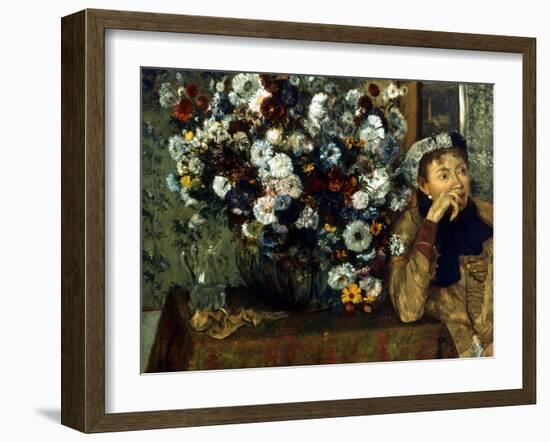 Degas: Woman & Flowers-Edgar Degas-Framed Giclee Print