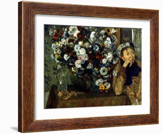 Degas: Woman & Flowers-Edgar Degas-Framed Giclee Print