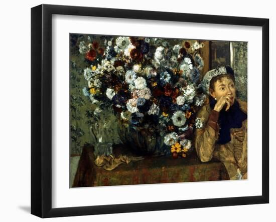 Degas: Woman & Flowers-Edgar Degas-Framed Giclee Print