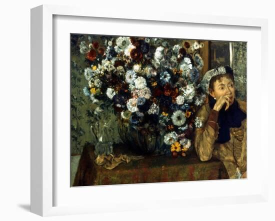 Degas: Woman & Flowers-Edgar Degas-Framed Giclee Print