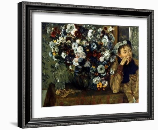 Degas: Woman & Flowers-Edgar Degas-Framed Giclee Print