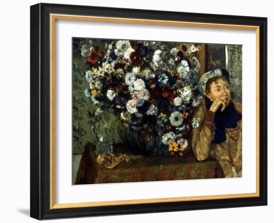 Degas: Woman & Flowers-Edgar Degas-Framed Giclee Print