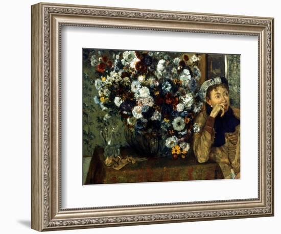 Degas: Woman & Flowers-Edgar Degas-Framed Giclee Print
