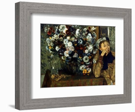 Degas: Woman & Flowers-Edgar Degas-Framed Giclee Print