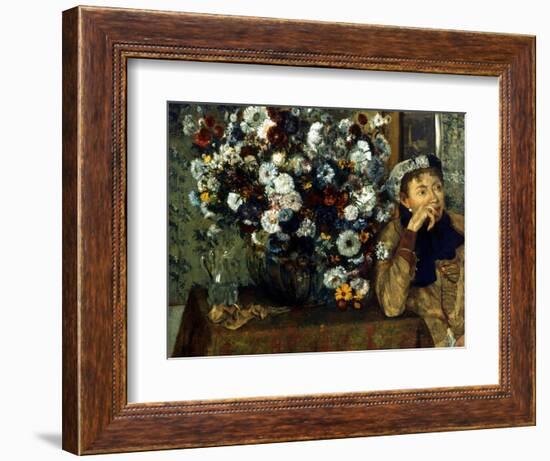 Degas: Woman & Flowers-Edgar Degas-Framed Giclee Print