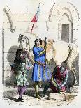 Knight Served by a Squire and Page, End of the 12th Century (1882-188)-Deghouly-Mounted Giclee Print