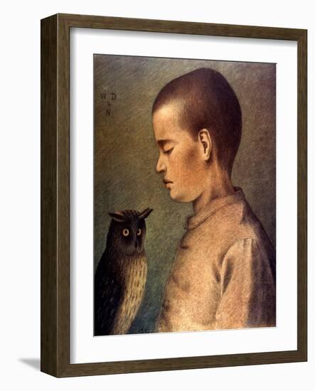 Degouve: Child & Owl, 1892-William Degouve De Nuncques-Framed Giclee Print