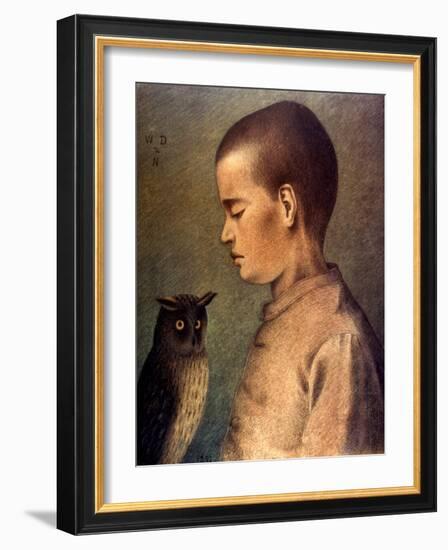 Degouve: Child & Owl, 1892-William Degouve De Nuncques-Framed Giclee Print