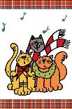 Christmas Cat Jingles on Plaid-Deidre Mosher-Art Print