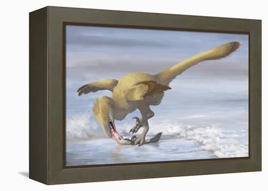 Deinonychus Antirrhopus Preys on a Fish-null-Framed Stretched Canvas