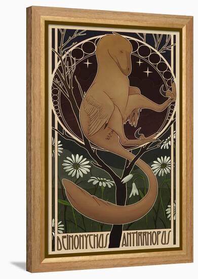 Deinonychus Antirrhopus Reconstructed in Art Nouveau Style-Stocktrek Images-Framed Stretched Canvas