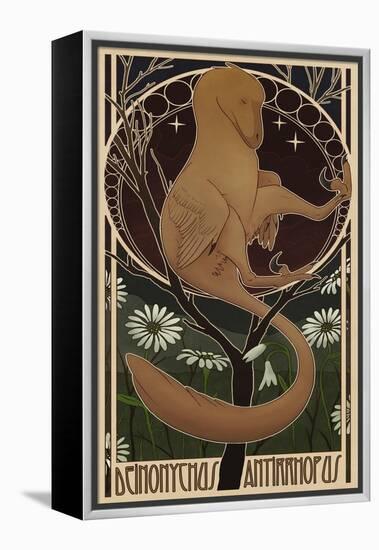 Deinonychus Antirrhopus Reconstructed in Art Nouveau Style-Stocktrek Images-Framed Stretched Canvas