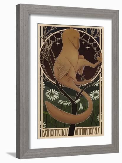 Deinonychus Antirrhopus Reconstructed in Art Nouveau Style-Stocktrek Images-Framed Art Print
