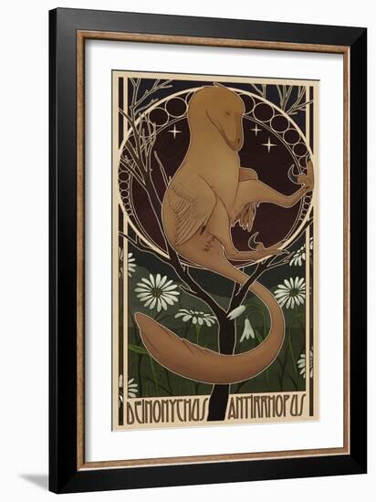 Deinonychus Antirrhopus Reconstructed in Art Nouveau Style-Stocktrek Images-Framed Art Print