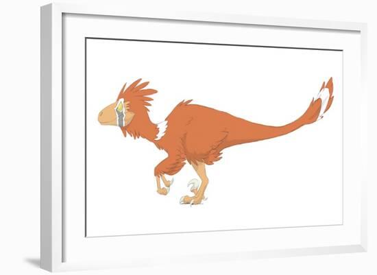 Deinonychus Pencil Drawing with Digital Color-Stocktrek Images-Framed Art Print