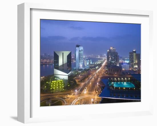 Deira Buildings Along Dubai Creek and Baniyas Road, Dubai, United Arab Emirates-Walter Bibikow-Framed Photographic Print