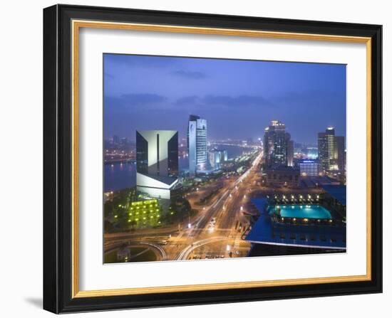 Deira Buildings Along Dubai Creek and Baniyas Road, Dubai, United Arab Emirates-Walter Bibikow-Framed Photographic Print