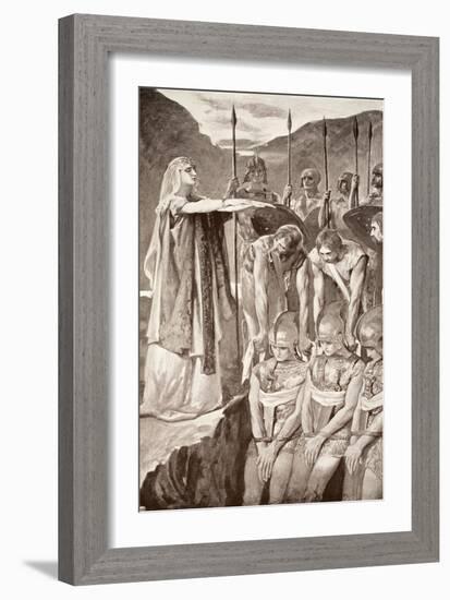 Deirdre's Lament, Illustration from 'Celtic Myth and Legend' by Charles Squire, 1905 (Litho)-John Henry Frederick Bacon-Framed Giclee Print