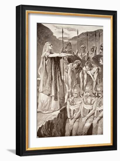 Deirdre's Lament, Illustration from 'Celtic Myth and Legend' by Charles Squire, 1905 (Litho)-John Henry Frederick Bacon-Framed Giclee Print