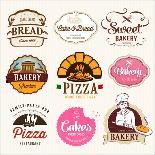 Collection of Bakery, CAKES and PIZZA Badges and Labels-Dejan Brkic-Framed Premium Giclee Print