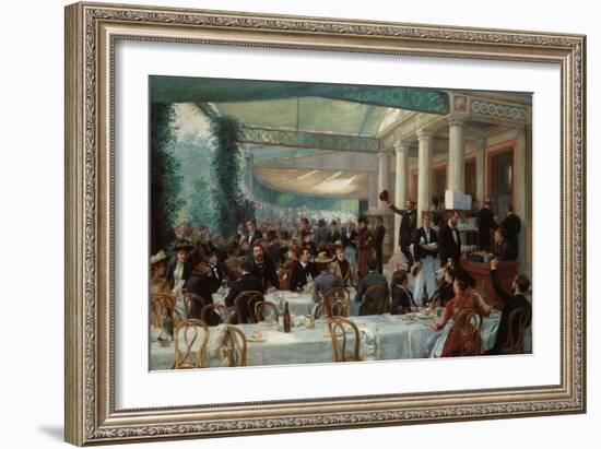 Dejeuner du Salon au Cafe la Cascade-Jean Andre Rixens-Framed Art Print