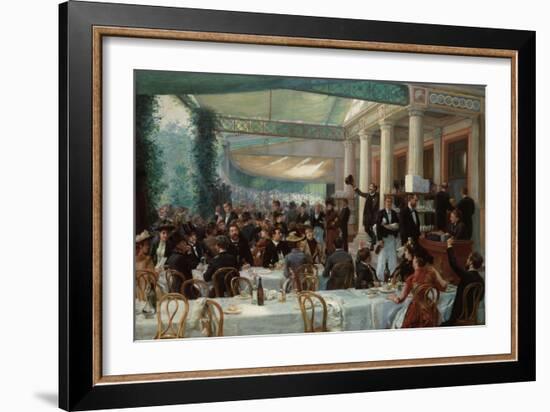 Dejeuner du Salon au Cafe la Cascade-Jean Andre Rixens-Framed Art Print