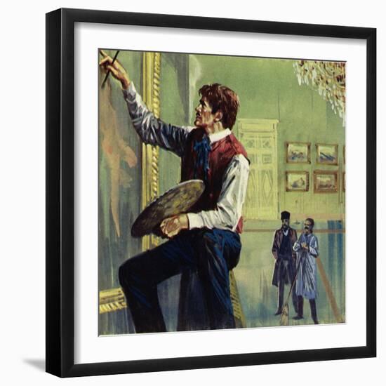Delacroix Working on His Canvas at the Paris Salon-Luis Arcas Brauner-Framed Giclee Print