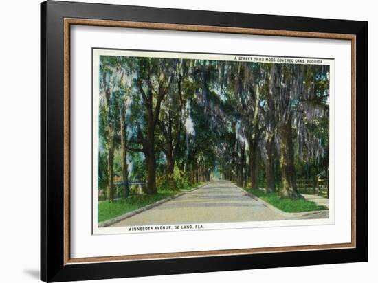 Deland, Florida - View Down Minnesota Avenue-Lantern Press-Framed Art Print